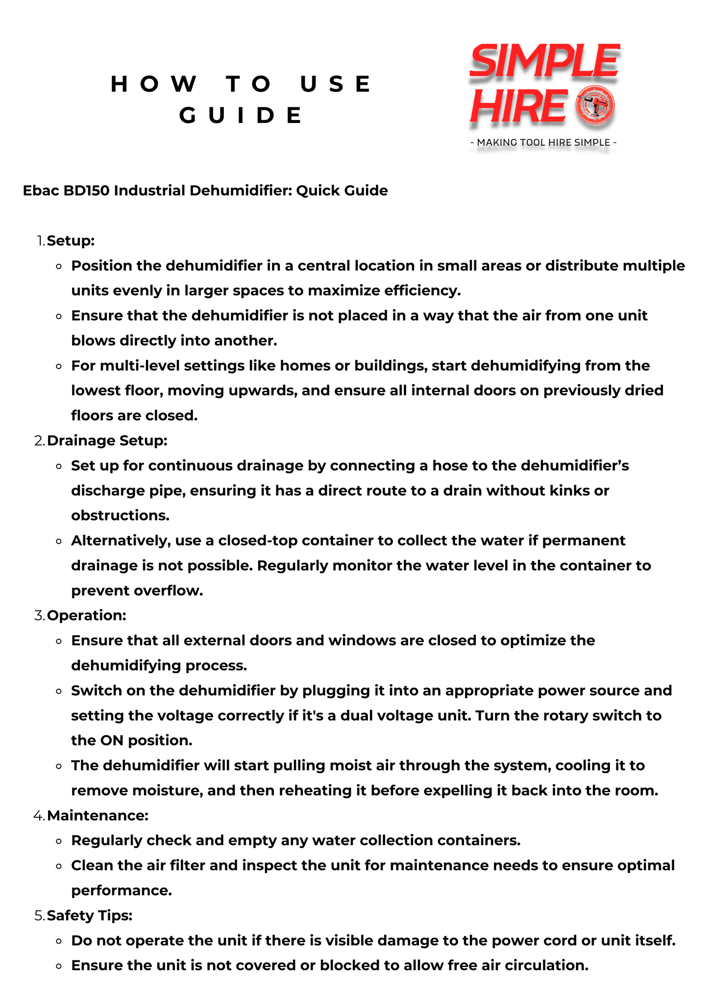 Ebac BD150 Industrial Dehumidifier Hire